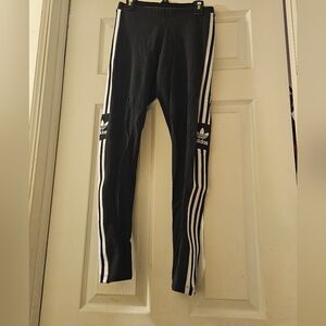 Adidas Black Leggings with White Stripes
